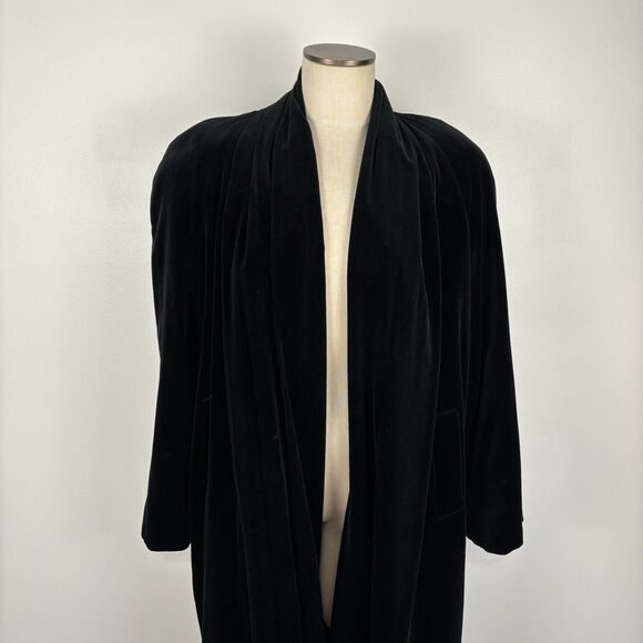 Vintage Black Velvet Long Opera Coat Dress Gothic Evening J S Collections Small - Picture 3 of 12